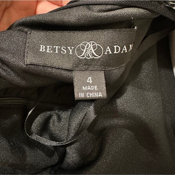 Betsy & Adam Black Floral Sequin Full Length Gown Size 4 NWT Teal Silver Roses - Picture 13 of 14